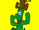 Disegno Cactus con il cappello  pitturato su cactus