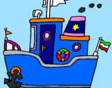 Disegno Barca con ancora  pitturato su Ricky nave