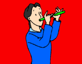 Disegno Flautista  pitturato su MOMI