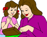 Disegno Madre e figlia  pitturato su reby