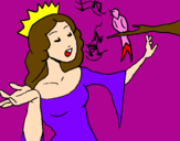 Disegno Principessa che canta pitturato su GIALDA