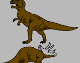 Disegno Triceratops e Tyrannosaurus Rex pitturato su bat mem 