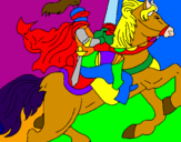 Disegno Cavaliere a cavallo pitturato su jonas