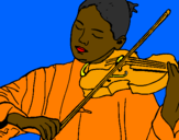 Disegno Violinista  pitturato su cecilia