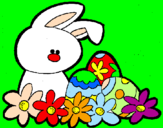 Disegno Coniglietto di Pasqua  pitturato su A nna  Z,.