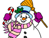 Disegno Pupazzo di neve con la sciarpa pitturato su ALESSIA