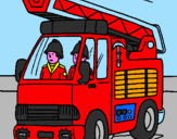 Disegno Camion dei Pompieri  pitturato su ilmiopisello