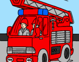 Disegno Camion dei Pompieri  pitturato su gianmarco