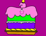 Disegno Torta di compleanno  pitturato su marta