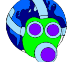 Disegno Terra con maschera anti-gas  pitturato su ele