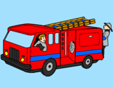 Disegno Pompieri sul camion  pitturato su Luciano