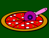 Disegno Pizza pitturato su titti