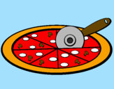 Disegno Pizza pitturato su ele