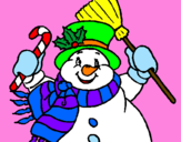 Disegno Pupazzo di neve con la sciarpa pitturato su Eliana