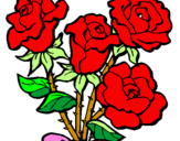 Disegno Mazzo di rose  pitturato su polo