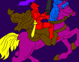 Disegno Cavaliere a cavallo pitturato su nicc