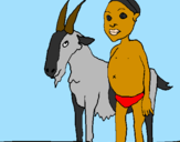 Disegno Bambino africano con una capra pitturato su carlo e annalisa