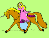 Disegno Principessa a cavallo di unicorno  pitturato su Ciro