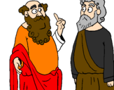 Disegno Socrate e Platone pitturato su Trynistar