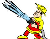 Disegno Pompiere con idrante  pitturato su samuel
