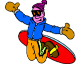 Disegno Salto con lo snowboard pitturato su gianmarco
