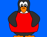 Disegno Pinguino pitturato su letizia