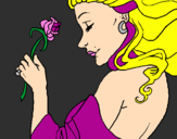 Disegno Principessa con una rosa pitturato su venere99