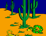 Disegno Deserto  pitturato su scorpione e crotalo