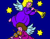 Disegno Angeli musicisti  pitturato su angioletti
