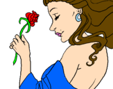 Disegno Principessa con una rosa pitturato su sarah