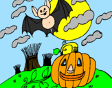 Disegno Halloween paesaggio pitturato su DORA