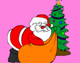 Disegno Babbo Natale che consegna i regali pitturato su Mario Alfonso