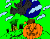 Disegno Halloween paesaggio pitturato su matteo  e  alessandro