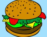 Disegno Hamburger completo  pitturato su nancy