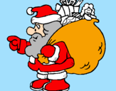 Disegno Babbo Natale e il suo sacco di regali  pitturato su matteog