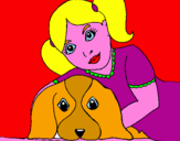 Disegno Bambina che abbraccia il suo cagnolino  pitturato su desire