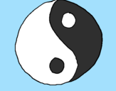 Disegno Yin e yang pitturato su riccardo
