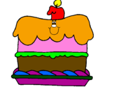 Disegno Torta di compleanno  pitturato su TORTA DI SANIA