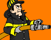 Disegno Pompiere  pitturato su Sam il pompiere