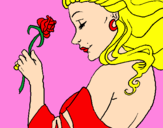 Disegno Principessa con una rosa pitturato su chiara