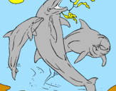 Disegno Delfini che giocano  pitturato su madda