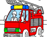 Disegno Camion dei Pompieri  pitturato su matteo