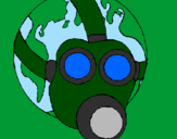 Disegno Terra con maschera anti-gas  pitturato su alessio s.