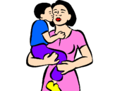 Disegno Bacio materno  pitturato su alessandro natale