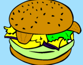 Disegno Hamburger completo  pitturato su rachele