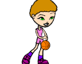 Disegno Giocatrice di pallacanestro pitturato su giulia