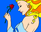 Disegno Principessa con una rosa pitturato su jessica