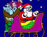 Disegno Babbo Natale alla guida della sua slitta pitturato su gaia    i