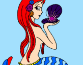 Disegno Sirena e perla  pitturato su veronica 1