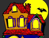 Disegno La Casa del mistero  pitturato su dalila